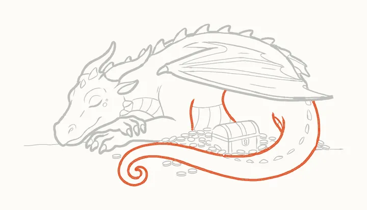 Como desenhar um dragão dormindo, passo 41: reforce o rabo e a pata