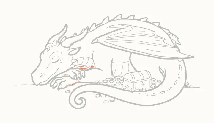 Como desenhar um dragão dormindo, passo 43: embaixo do pescoço e das patas