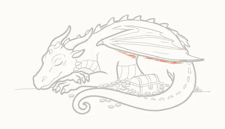 Como desenhar um dragão dormindo, passo 44: embaixo da asa