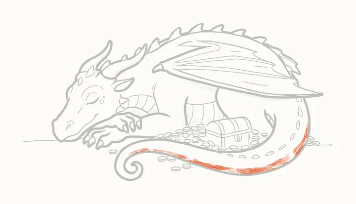 Como desenhar um dragão dormindo, passo 46: sombreie o rabo