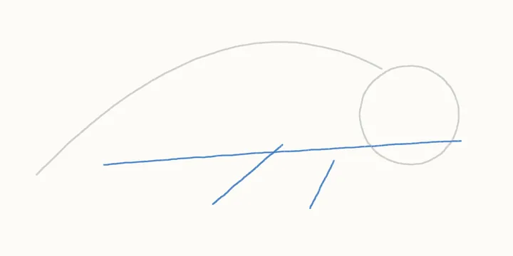 How to draw a whale, step 2: belly and flipper guides